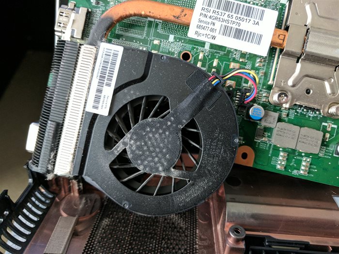 Laptop cooling fan and heat sink