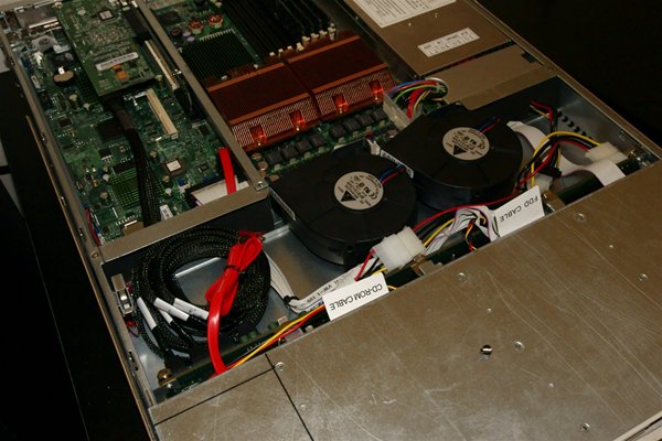Laptop drive SATA cables inside rack server