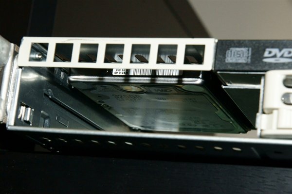 Laptop drive mounted inside rack server