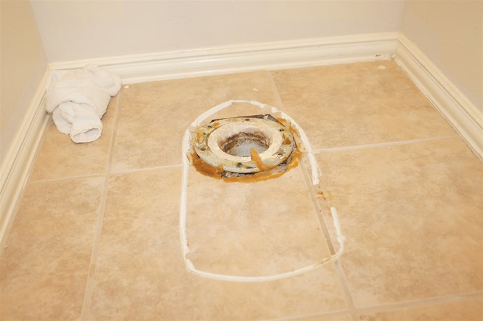 Toilet Bowl Removed from Floor