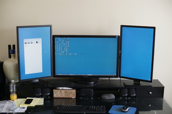 Triple LED and LCD monitor workstation