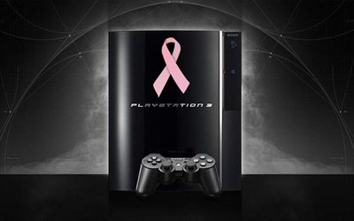 PS3 with pink ribbon